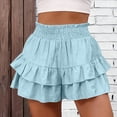 thumbnail image 5 of 2026 Shorts for Women Trendy Summer High Waisted Ruffle Tiered Skirt Skorts Dressy Casual Cute Flowy Beach Vacation Shorts Sky Blue M, 5 of 5