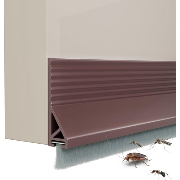 cuysfead 2Pack Door Draft Stopper, Brown, Silicone, Brown, Weather Stripping, Under-Door Draft Stoppers, Noise Reduction, Insulation