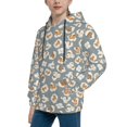 thumbnail image 2 of Fotbe White Popcorn Pattern Youth Pullover Hooded Sweatshirt, Boys Hoodie, Kangaroo Pocket Hoodie for Kids Girls -Large, 2 of 6