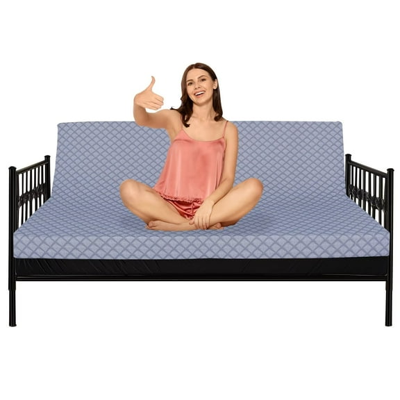 Lilypelle 5 Inches Daybed Mattress Memory Foam Futon Mattress Full Size, Thick Corduroy Futons Sofa Couch Bed, Foldable Floor Mattress for Adults (Frame Not Included), Grey