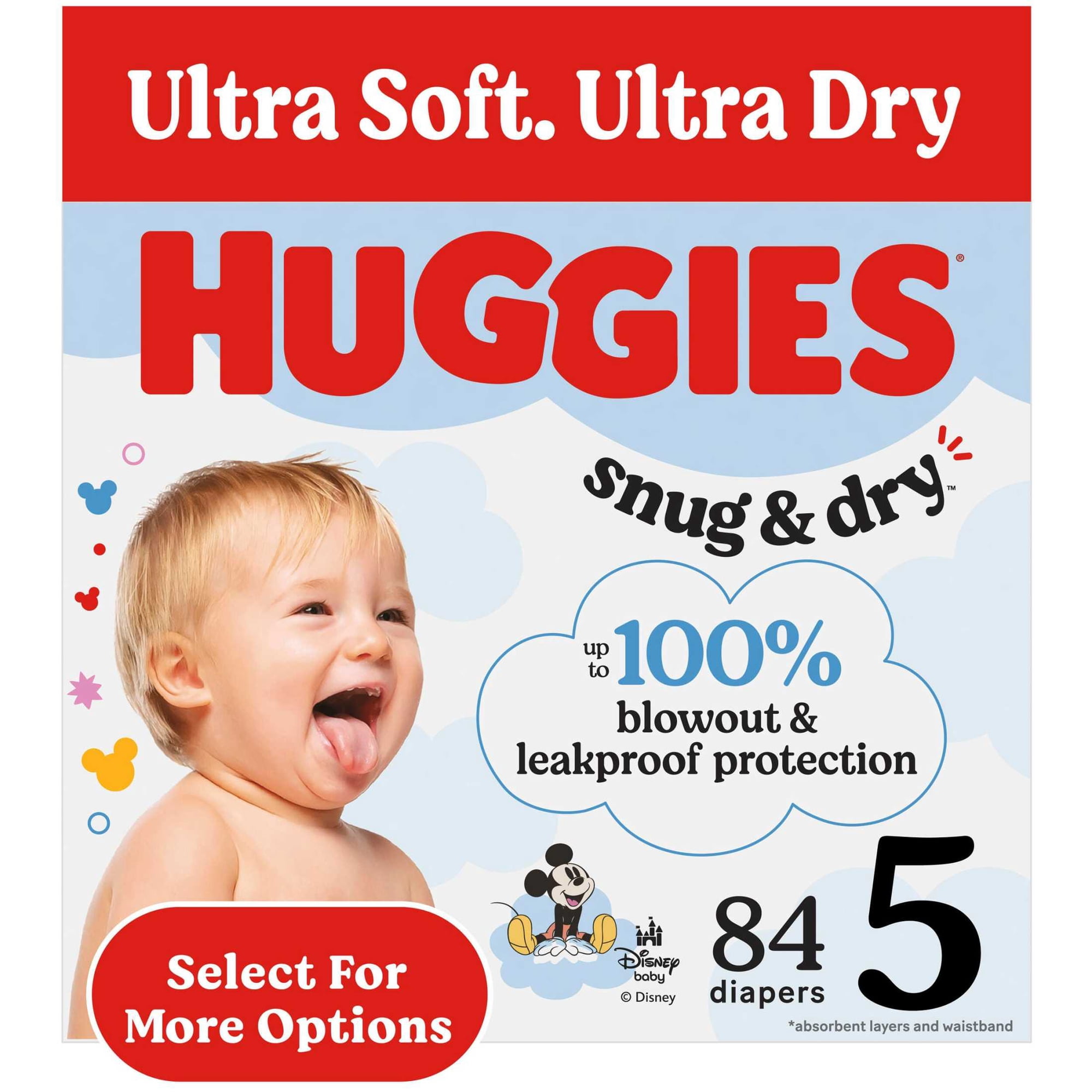 Huggies Snug & Dry Baby Diapers, Size 5 (27+ lbs), 84 Count (Select for More)