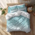 thumbnail image 2 of Flower White Duvet Cover Set Full Size Cherry Blossoms Teal Background Soft Lightweight Comforter Covers 4 Piece Bedding Set with 1 Duvet Cover 1 Bed Sheet & 2 Pillow Shams, 2 of 8