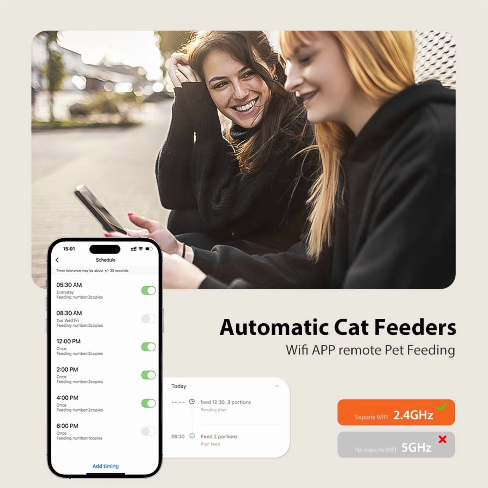 IMIPAW 4L WIFI Automatic Cat Feeder Smart Pet Feeder Cat Food Dispenser with App Remote Control