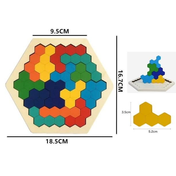Hexagonal Tangram puzle chino hecho 3D rompecabezas cerebro Teasers bloques juguetes de entrenamiento multicolor CUTICAT Rompecabezas de Tangram Walmart en linea