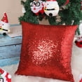 thumbnail image 5 of PiccoCasa 18"x18" Decorative Cushion Cover Sparkling Sequin Throw Pillowcase, Red, 5 of 8