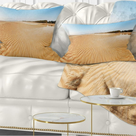 Designart Exotic Tropical Beach Panorama - Modern Seascape Throw Pillow - 12x20