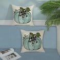 thumbnail image 4 of Fall Pillow Covers 18x18 Set of 2 Teal Blue Pumpkin Leaves Fall Decor Pillowcase Autumn Harvest Thanksgiving Decorative Outdoor Throw Pillow Covers Linen Farmhouse Cushion Case for Couch Home, 4 of 6
