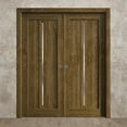 thumbnail image 3 of Sliding French Double Pocket Doors 56 x 80 inches | Ego 5014 Marble Oak | Kit Rail Hardware | Solid Wood Interior Bedroom Modern Doors, 3 of 5