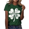 thumbnail image 6 of Plus Size JSKUMAR St Patrick's Day Short Sleeve Shirts for Women Stylish Shamrock Graphic Tee Funny Heart Printed Tops (Green,2XL), 6 of 7