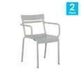 thumbnail image 5 of Flash Furniture Nash Commercial Grade Silver Steel Indoor-Outdoor Stackable Chair with 2 Slats and Arms, Set of 2, 5 of 13
