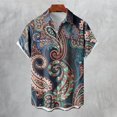 thumbnail image 3 of ZHAOCHENG Camisa hawaiana de manga corta para hombre, de verano, con bolsillo frontal, estampado hawaiano, informal, de algodón, estilo funky, de lino para playa, camiseta Y2K para hombre., 3 of 5