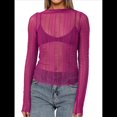 thumbnail image 1 of Camisetas de Larga Transparentes para Mujer, de Transparente, Ajustadas, con Ribete Festoneado, Blusas y Conjuntos Superiores Rosa Roja L, 1 of 9