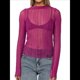 thumbnail image 1 of Camisetas de Larga Transparentes para Mujer, de Transparente, Ajustadas, con Ribete Festoneado, Blusas y Conjuntos Superiores Rosa Roja M, 1 of 9