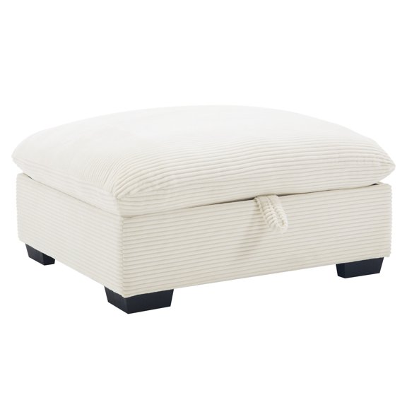 Storage Ottoman, Corduroy Fabric Footrest to Combine with 2 Seater Sofa, 3 Seater Sofa and 4 Seater Sofa, Beige