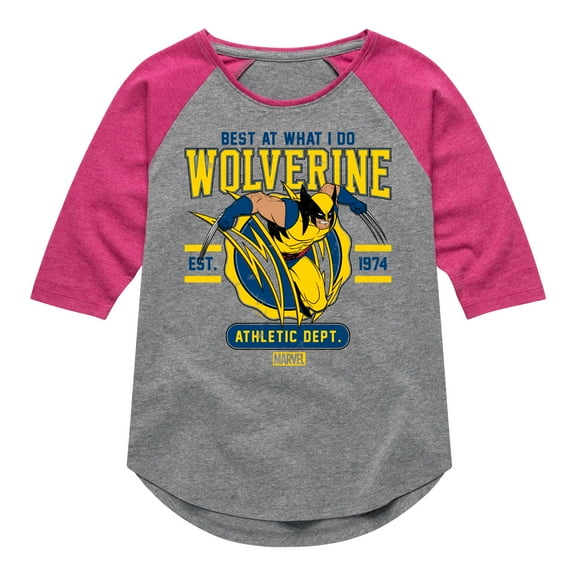 Marvel Wolverine - Collegiate Scratch - Toddler and Youth Girls Shirt Tail Raglan