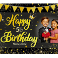 thumbnail image 3 of Black and Gold Themed Happy 5th Birthday Banner with Photo Insert Party Backdrop Decoration for Birthday Party Celebrations Photography Props and Event Decorations, 3 of 7