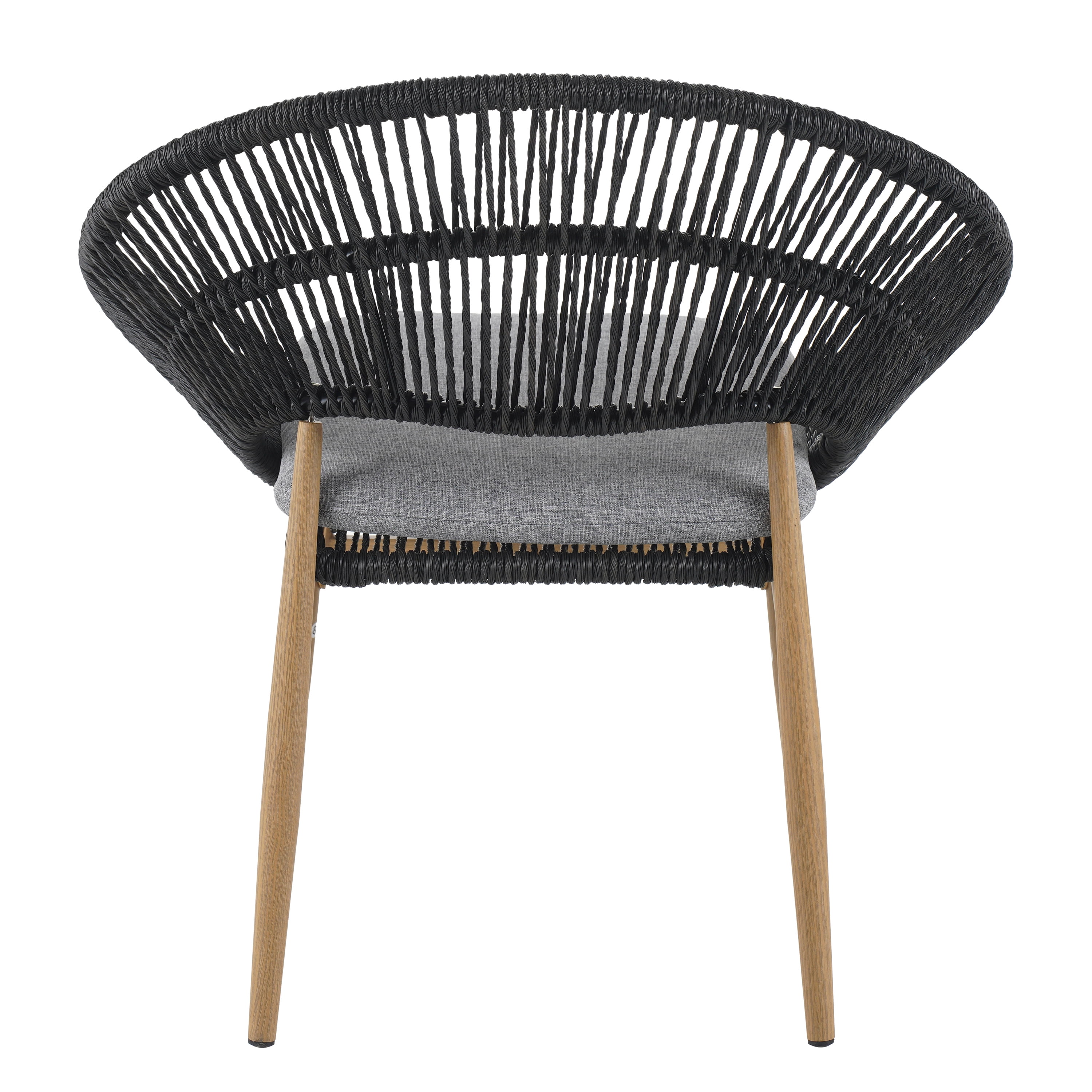 Outdoor Wicker Papasan Style Dining Chair for Patio Garden, Dark Gray