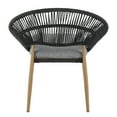 thumbnail image 6 of Olurrisa Outdoor Wicker Papasan Style Dining Chair, Teak Finished Leg and Dark Gray Faux Rattan, Gray Cushion, Set of 2, 6 of 8