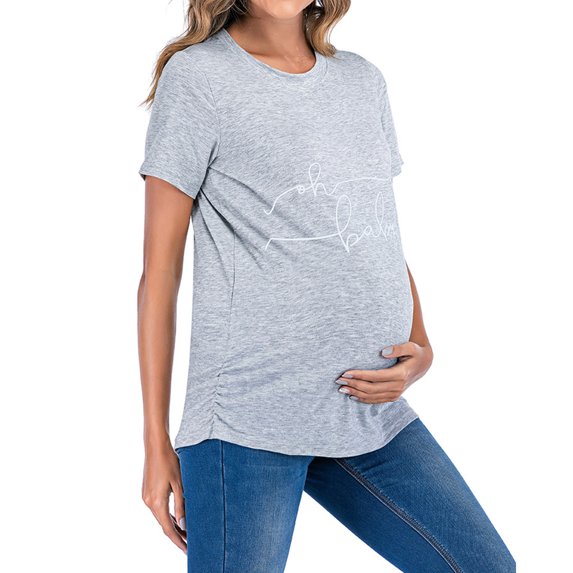 gakvov Maternity Shirts For Pregnant Women Plus Size Mama Shirt Pregnancy Announcement Shirts Funny Print Short Sleeve Cute Pregnancy Top