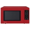 thumbnail image 1 of Horno microondas pequeño de encimera Magic Chef de acero inoxidable de 900 vatios y 0.9 pies cúbicos para espacios compactos con 6 modos de cocción preprogramados, color rojo, 1 of 5