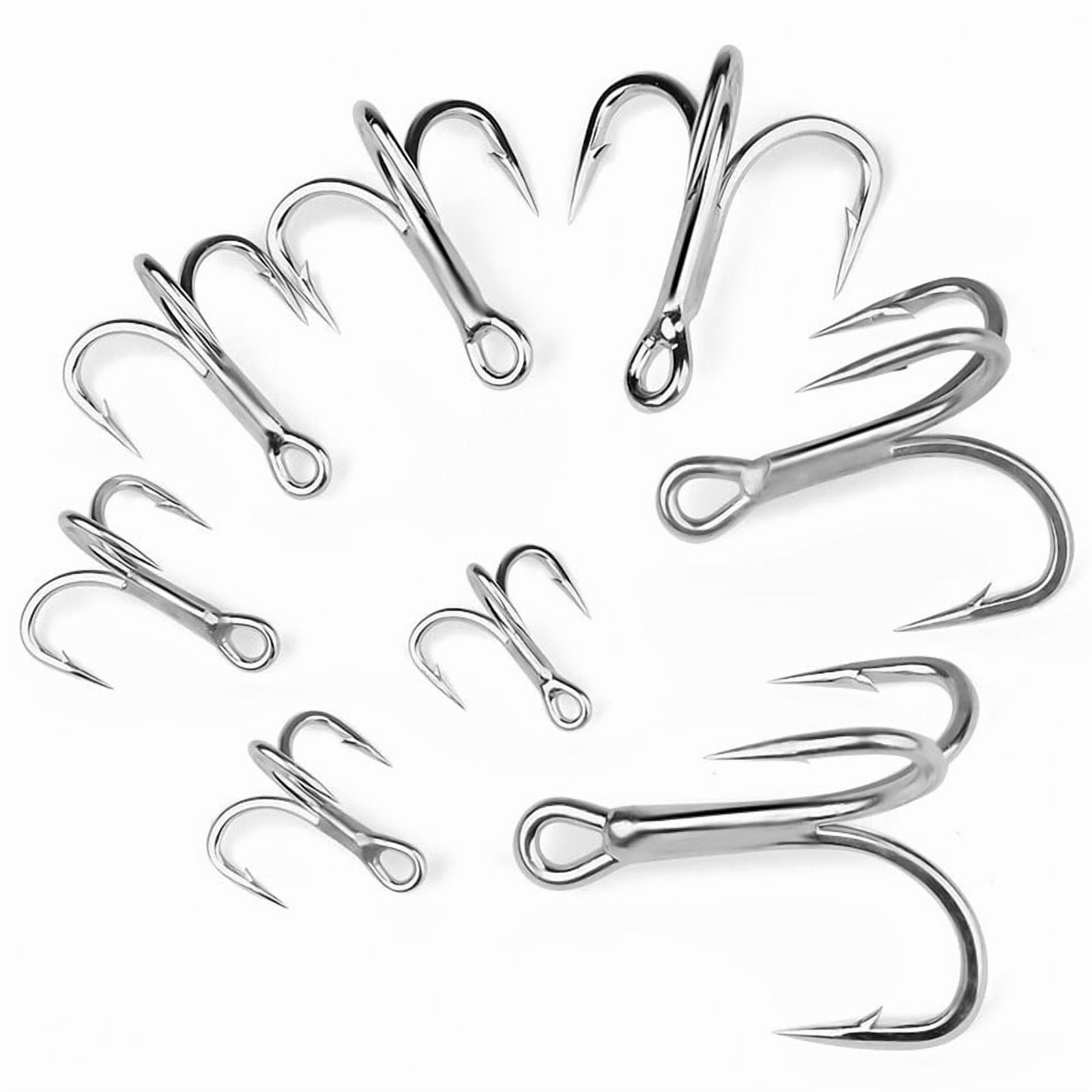 4x-Strong Treble Hook Fishing Hooks Size 4#-5/0 Sharp Round Bend for Lures Baits