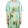 thumbnail image 2 of Bimba Women's Floral Satin Long Kaftan Dress Aqua Blue Maxi Caftan Coverup-8, 2 of 8