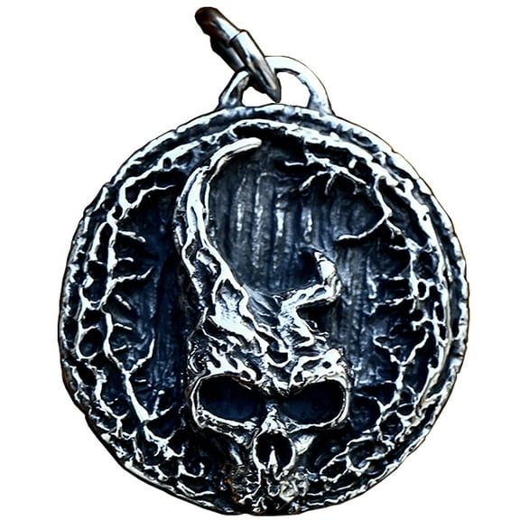 ZMY Home Demonic Necklace Gothic Stainless Steel Jewelry Long Chain Death Horned Devil Skull Pendant Necklaces