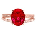 thumbnail image 5 of 2.32 ct Oval Cut Simulated Ruby Solitaire with Simulated Diamond Accents 14K Rose Gold Womens Engagement Ring, 5 of 6