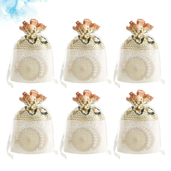 OUNONA  6 Pcs Gauze Jewelry Bag Drawstring Pouch Small Gift