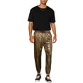 thumbnail image 2 of INSPIRE CHIC Shiny Pants for Men's Drawstring Waist Sparkly Costume Metallic Joggers Golden 30, 2 of 5