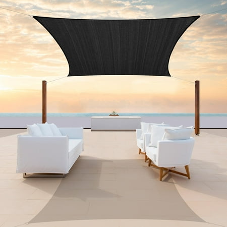 Colourtree Custom Size 14  x 22  Rectangle Black Sun Shade Sail Canopy UV Air & Water Permeable - Commercial Standard Heavy Duty - 190 GSM - 3 Years Warranty ( We Make Custom Size )