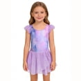 thumbnail image 5 of Quotay Robes pour Petite Fille Filles Robe de Danse Ballet à Manches à Volants Justaucorps à Jupe Tutu avec Encolure Ronde et Design Sans Manches Robe Tutu pour Enfants 01_Light Purple,110, 5 of 5