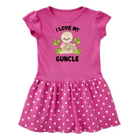 

Inktastic Cute Sloth I Love My Guncle with Green Leaves Gift Toddler Girl Dress