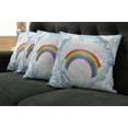 thumbnail image 5 of Ambesonne Cartoon Throw Pillow Cover 4 Pack, Rainbow Fluffy Clouds, 16", Pale Blue Yellow, 5 of 5