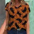 thumbnail image 2 of Tops Para Mujer Salir Tops Moda Casual Verano Con Cuello en V Manga Corta Camiseta Estampada Blusa Odeerbi ODB149040, 2 of 5