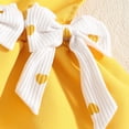 thumbnail image 5 of CAICJ98 Baby Girl Clothes Fall Winter Outfit Long Sleeve Ruffle Romper Plaid Skirt Bow Headband 3 Pcs Set (Yellow,9-12 Months), 5 of 8