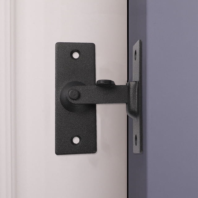 RUNROTOO 1Set 8x3cm Black Stainless Steel Door Latch Lock for Security 8x3cm