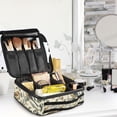 thumbnail image 5 of FORMRS Travel Makeup Bag Large Capacity Train Case Cosmetic Organizer with Adjustable Dividers, Green Birds, 5 of 8
