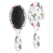 White Christmas Snowman Pattern Hair Brush,Girls Detangling Hair Brush,Glide Through Tangles with Ease for Wet & Dry Hair,8.8"X2.8"