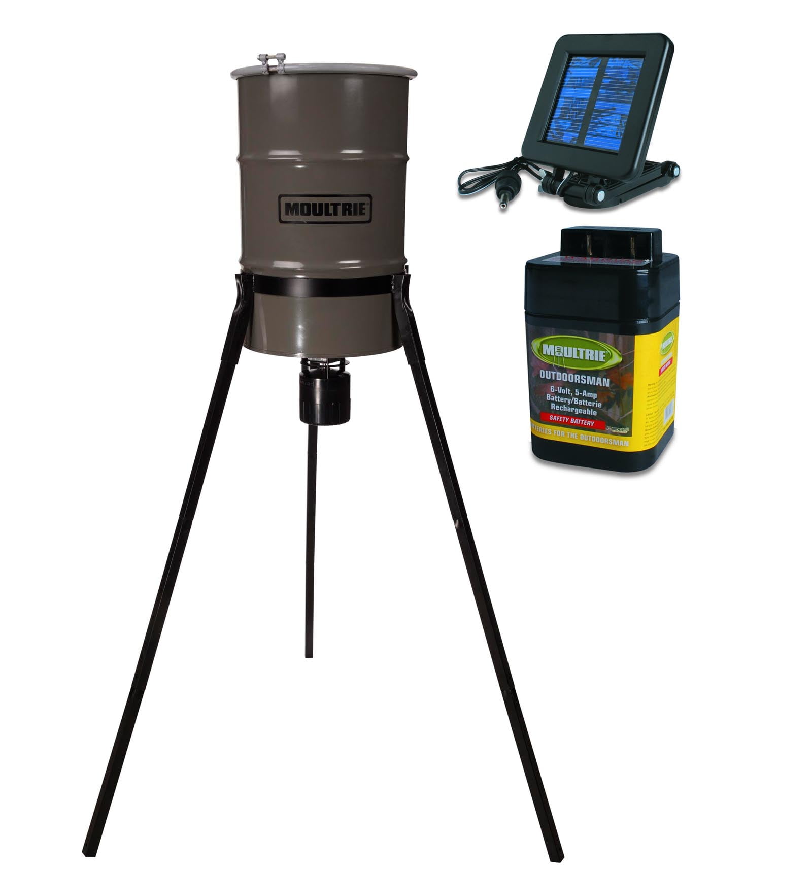 MOULTRIE 30 Gallon Pro-Hunter Tripod Deer Feeder w 6 Volt Battery 