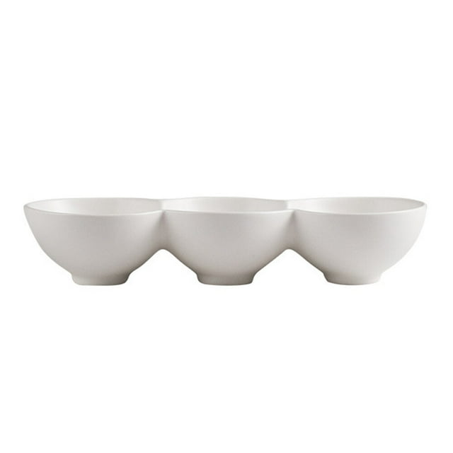 Round Bowl Ceramic Fruit Dish Salad Storage Container Mini Ceramic Cookware Food Supplement for Home Store (White)