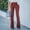 Red, variant on Solid Color High Waist Slim Micro Bottoms Corduroy Elastic Waist Casual Pants Women's Lounge Pants Pink S