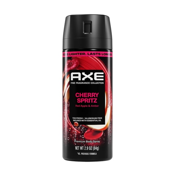 AXE Fine Fragrance Collection Body Spray 72 Hour Freshness Cherry Spritz Aluminum Free ,2.9 oz