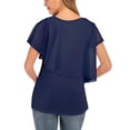 thumbnail image 3 of Mujer Maternidad Top de Lactancia Cuello Redondo Color Sólido Gasa Casual Verano Maternidad Top de Lactancia Camisa de Manga Corta Azul Marino L, 3 of 8