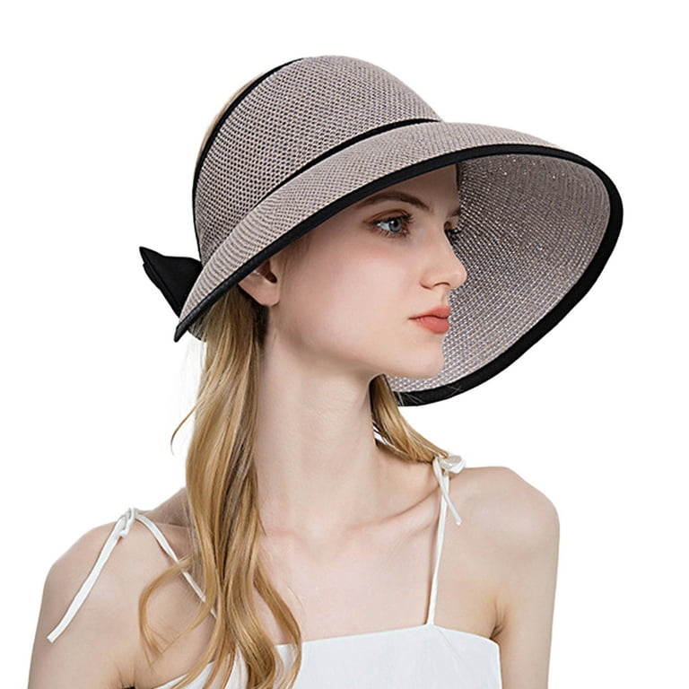 Idall Sun Hats for Women,Beach Hats Women Outdoor Sunscreen Sun Hat All Match Tethered Double Sided Large Brimmed Sun Hat Visor Hats Grey, adult