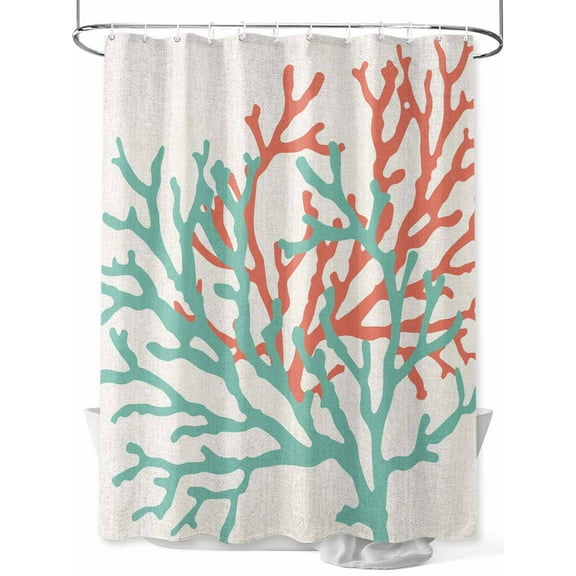Coral Shower Curtain Set with Hook Washable Cloth Polyester Fabric Shower Curtain,Summer Beach Sea Vintage Ocean Nautical Waterproof Bath Curtains for Bathroom,Showers,Bathtubs Decor 36"x78"