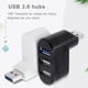 thumbnail image 5 of Computer PC Mouse Teléfono de ratón Adaptador de transmisión de carga 3-PORT USB HUB USB3.0 Splitter Laptops Docking Station Extender Office Black Funda de plástico Vogacara EL005770-01, 5 of 7