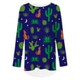 thumbnail image 2 of CLOOCL Women T-Shirt Simple Cactus Print Shirts Long Sleeve Tee Tops Oversized, 2 of 6