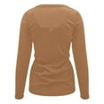 thumbnail image 4 of Women Long Sleeve Tops Scoop Neck Low Cut Slim Fitted Henley Shirt Ribbed Basic Tee Shirts Tops, 4 of 5