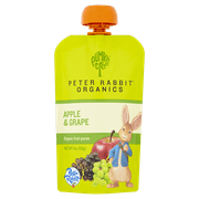 (3 pack) (3 Pack) Peter Rabbit Organics Apple and Grape 100% Pure Fruit Snack Baby Food, 4 oz